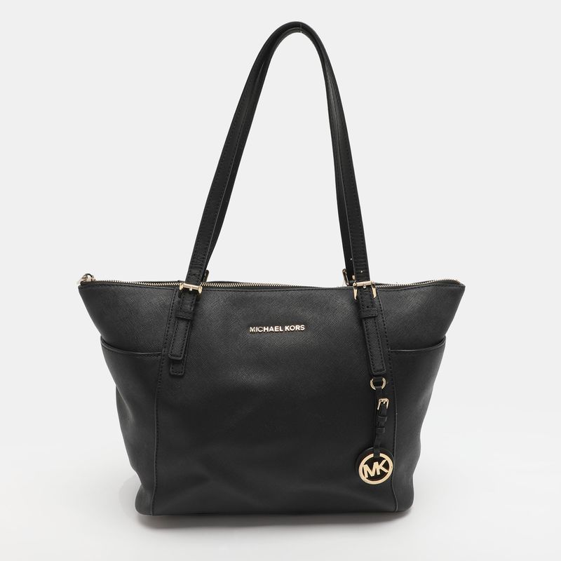 Michael Kors Jet Set Large Navy Blue Leather Zip Tote